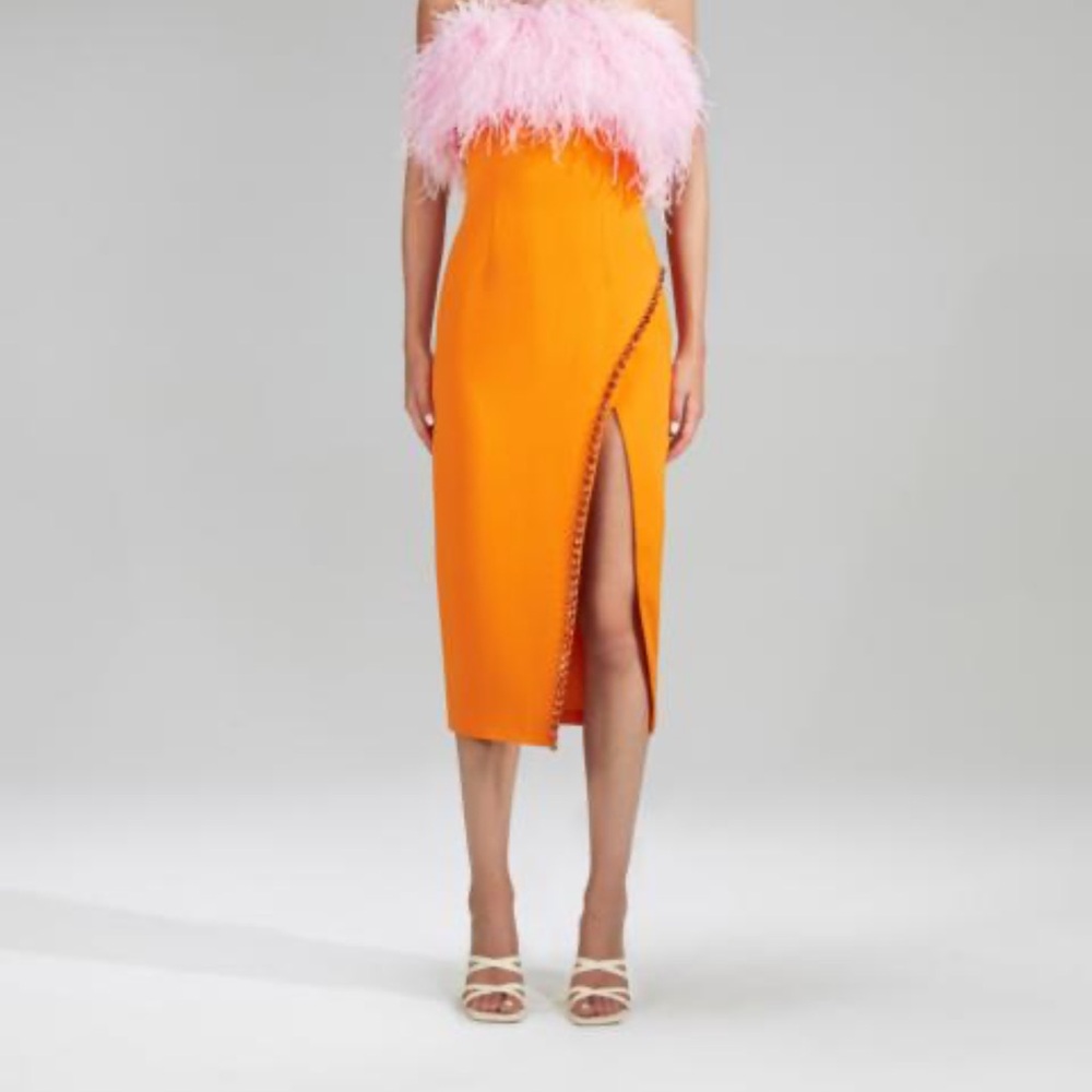 Self-Portrait Orange and Pink Feather Dress